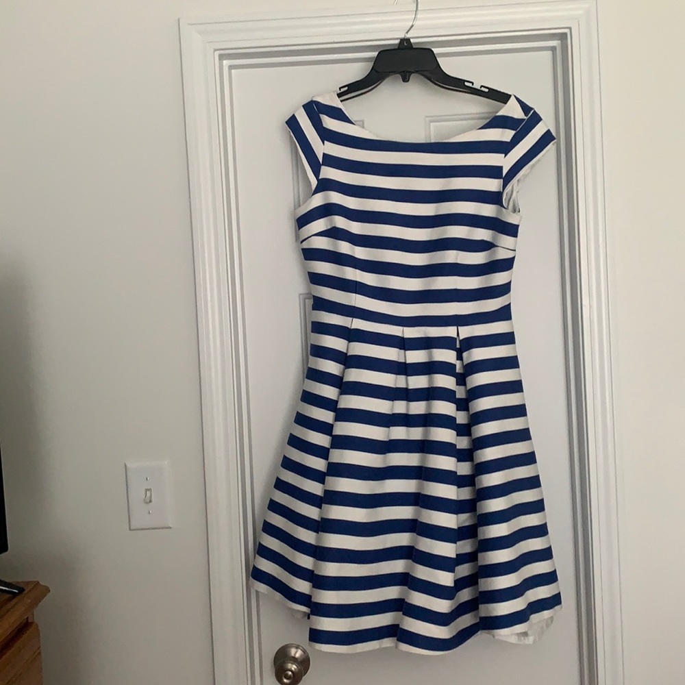 kate spade Blue and White Striped Fit-and-Flare Dress